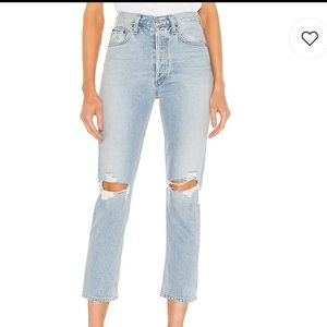 AGOLDE Riley High Rise Straight Crop Clear Skies